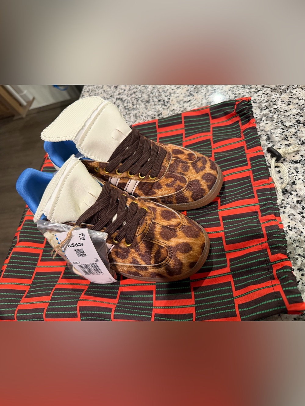 adidas Kids Leopard-Print Sneakers - Brown & White & Blue
